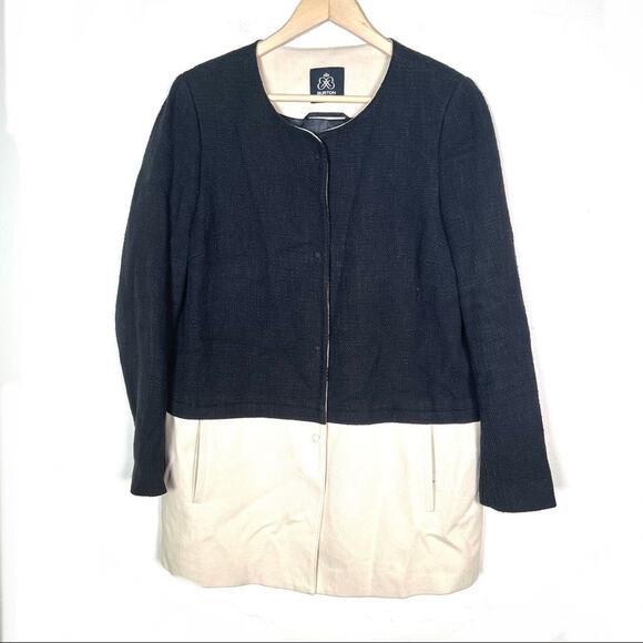 Burton of London 42 black and tan button-down  knee length jacket size 10 B167 - Picture 1 of 6
